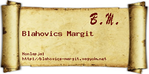 Blahovics Margit névjegykártya